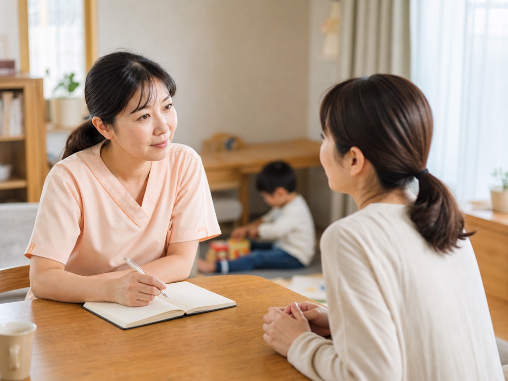 ご家族の相談に寄り添う訪問看護師のイメージ